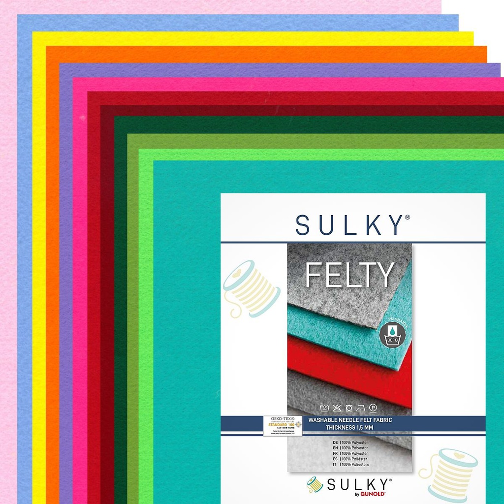 FELTY, WASBAAR, 12VELLEN 29,5X21CM - ASSORTMENT &quot;GEKLEURD&quot;