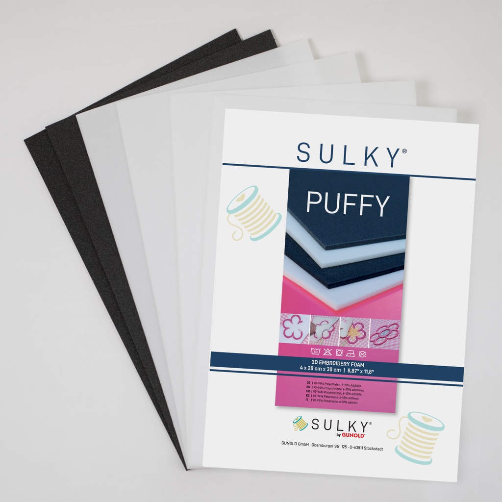 PUFFY ASSORTMENT 3MM, 4X Wit, 2X Zwart