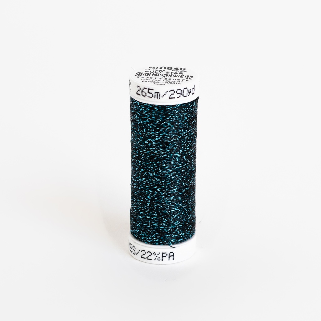POLY SPARKLE 30, KLEUR 0646 BLACK WITH AQUA SPARKLE